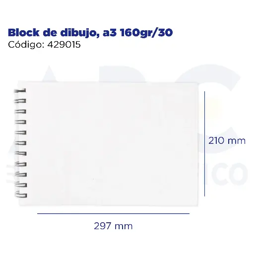 [429015] Block de dibujo, a3 160gr/30