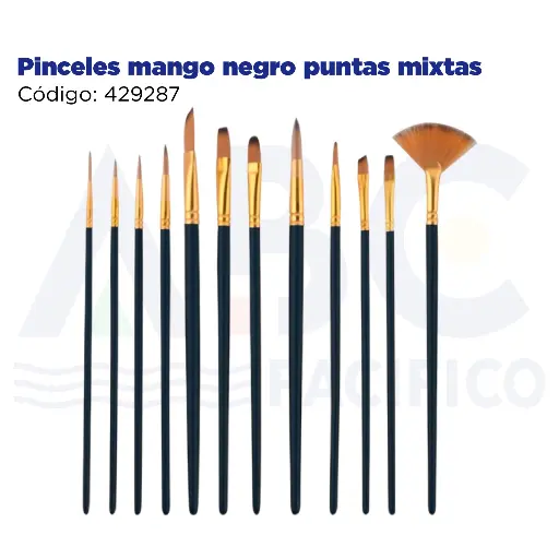 [429287] Pinceles mango negro puntas mixtas