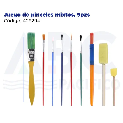 [429294] Juego de pinceles mixtos, 9pzs