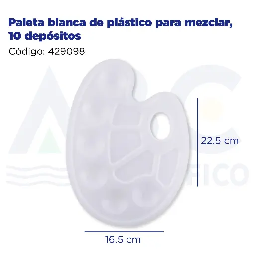 [429098] Paleta blanca de plástico para mezclar, 10 depósitos