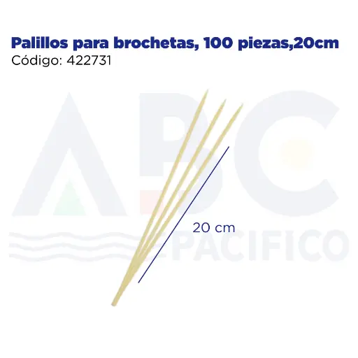 [422731] Palillos para brochetas, 100 piezas,20cm