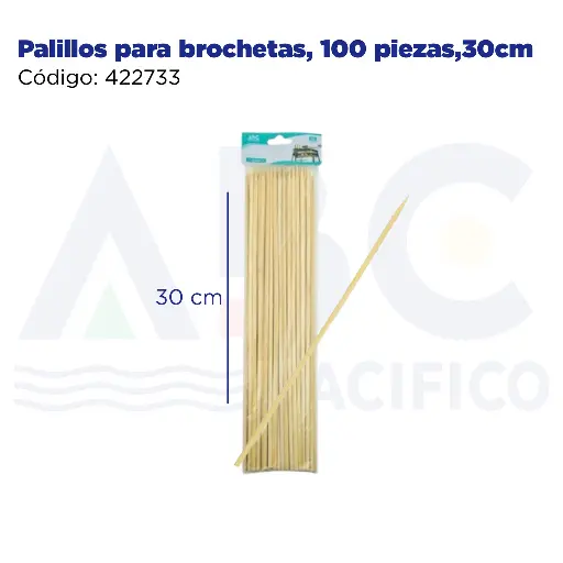 [422733] Palillos para brochetas, 100 piezas,30cm