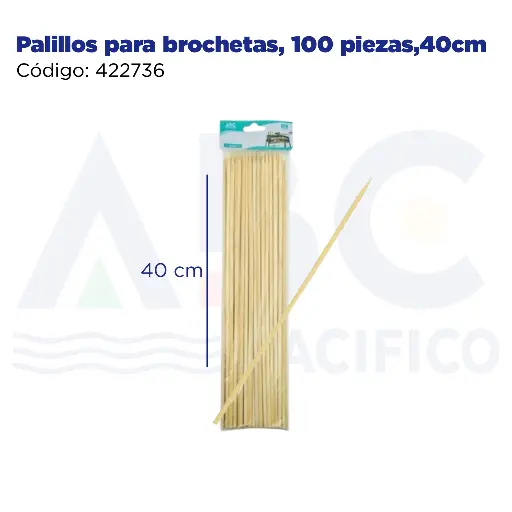 [422736] Palillos para brochetas, 100 piezas,40cm