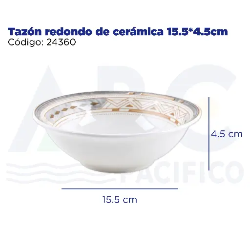 [24360] Tazón redondo de cerámica 15.5*4.5cm