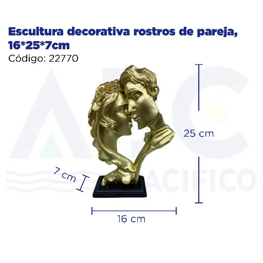 [22770] Escultura decorativa rostros de pareja, 16*25*7cm