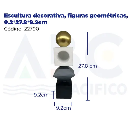 [22790] Escultura decorativa, figuras geométricas, 9.2*27.8*9.2cm
