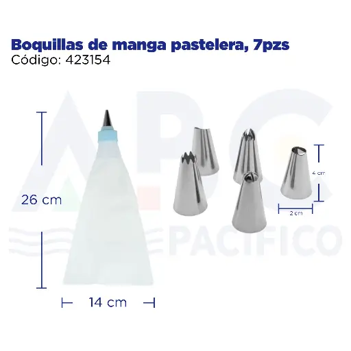 [423154] Boquillas de manga pastelera, 7pzs