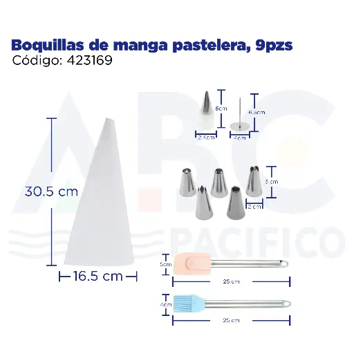 [423169] Boquillas de manga pastelera, 9pzs