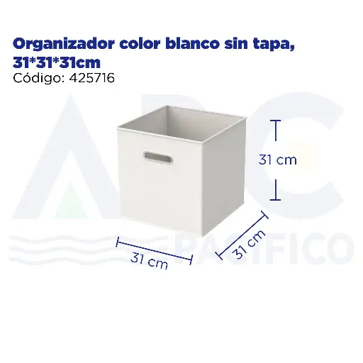 [425716] Organizador color blanco sin tapa, 31*31*31cm