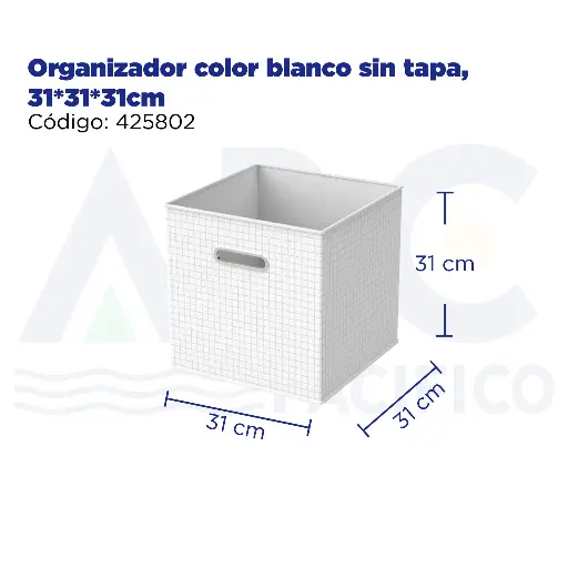 [425802] Organizador color blanco sin tapa, 31*31*31cm