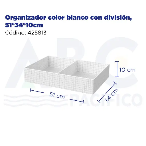 [425813] Organizador color blanco con división, 51*34*10cm