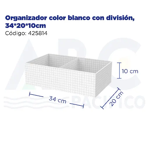 [425814] Organizador color blanco con división, 34*20*10cm