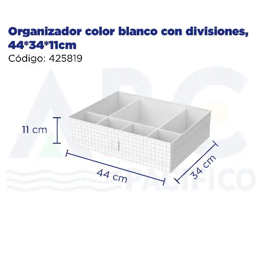[425819] Organizador color blanco con divisiones, 44*34*11cm