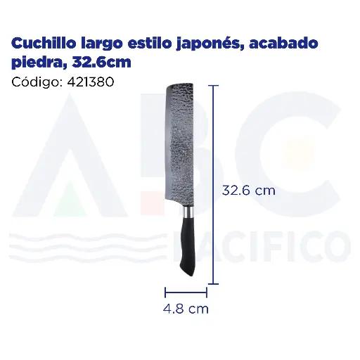 [421380] Cuchillo largo estilo japonés, acabado piedra, 32.6cm