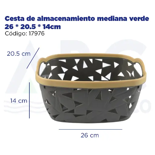 [17976] Cesta de almacenamiento mediana verde 26 * 20.5 * 14cm