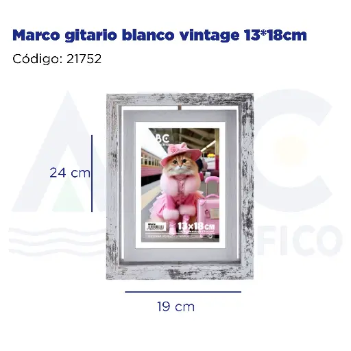 [21752] Marco gitario blanco vintage 13*18cm