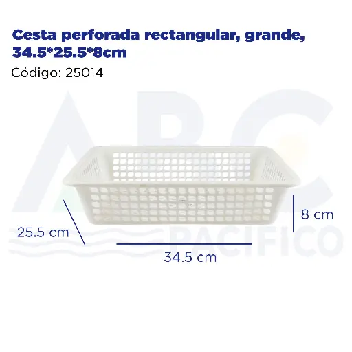 [25014] Cesta perforada rectangular, grande, 34.5*25.5*8cm
