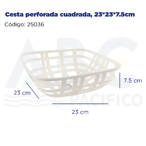 [25036] Cesta perforada cuadrada, 23*23*7.5cm 