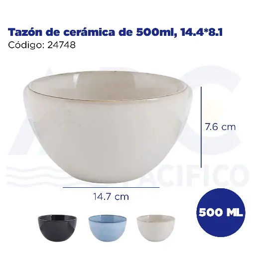 [24748] Tazón de cerámica de 500ml, 14.4*8.1