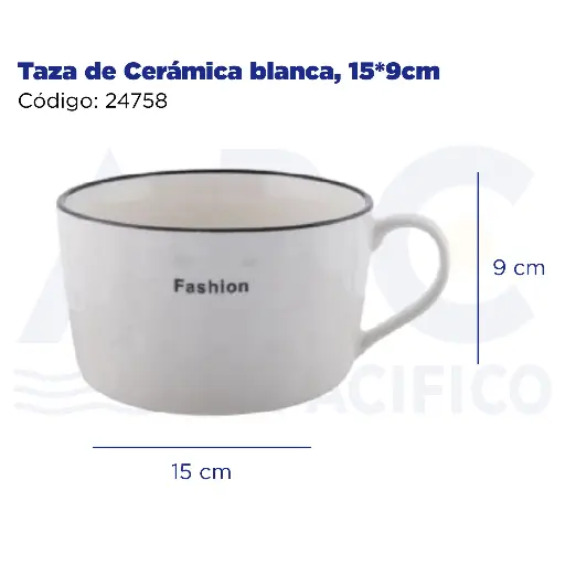 [24758] Taza de Cerámica blanca, 15*9cm