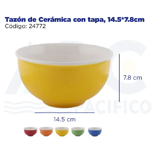 [24772] Tazón de Cerámica con tapa, 14.5*7.8cm