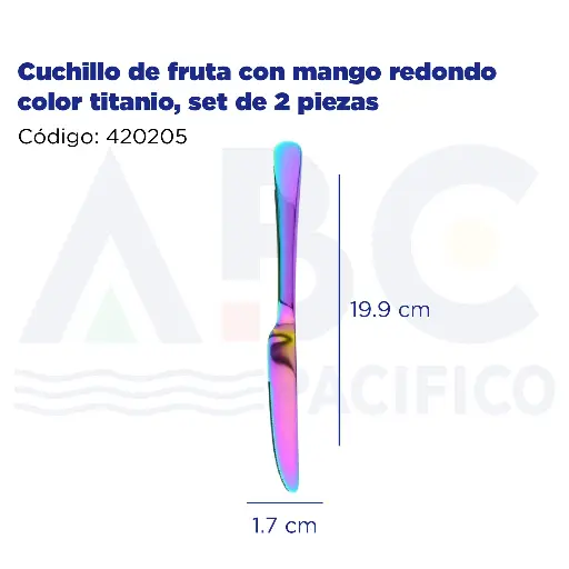 [420205] Cuchillo de fruta con mango redondo color titanio, set de 2 piezas