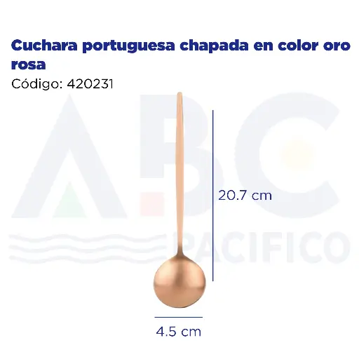 [420231] Cuchara portuguesa chapada en color oro rosa