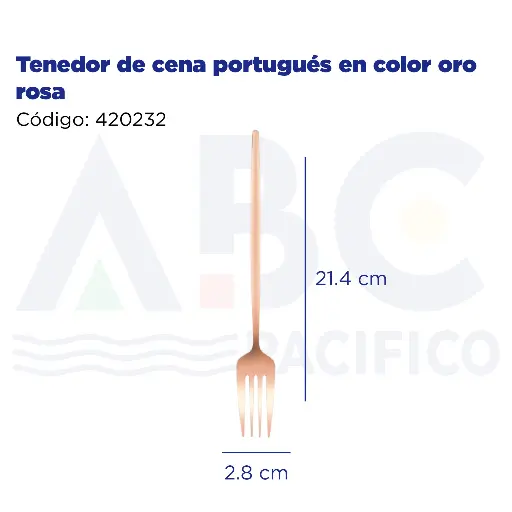 [420232] Tenedor de cena portugués en color oro rosa