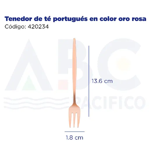 [420234] Tenedor de té portugués en color oro rosa