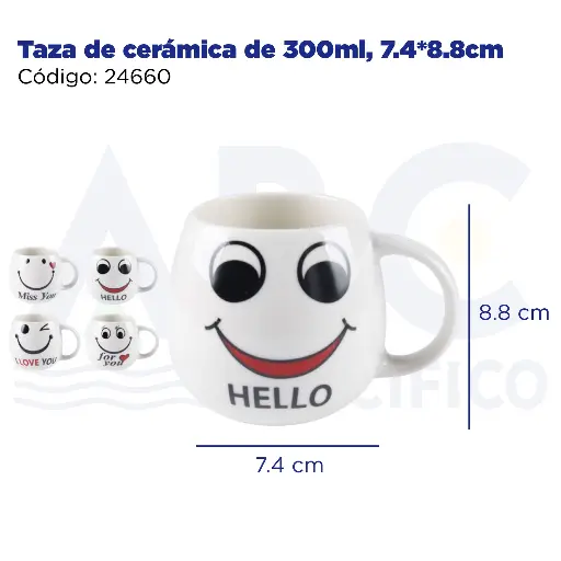 [24660] Taza de cerámica de 300ml, 7.4*8.8cm 