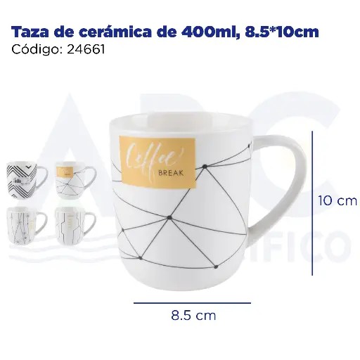 [24661] Taza de cerámica de 400ml, 8.5*10cm
