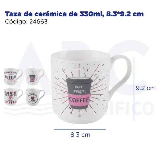 [24663] Taza de cerámica de 330ml, 8.3*9.2 cm