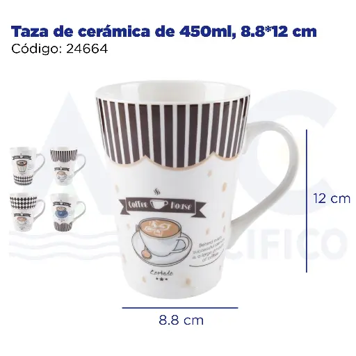 [24664] Taza de cerámica de 450ml, 8.8*12 cm