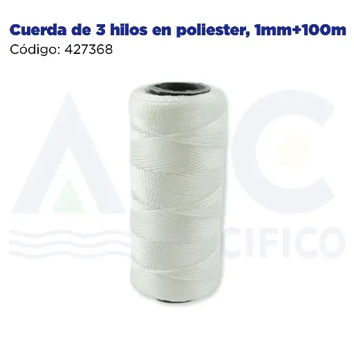 [427368] Cuerda de 3 hilos en poliester, 1mm+100m