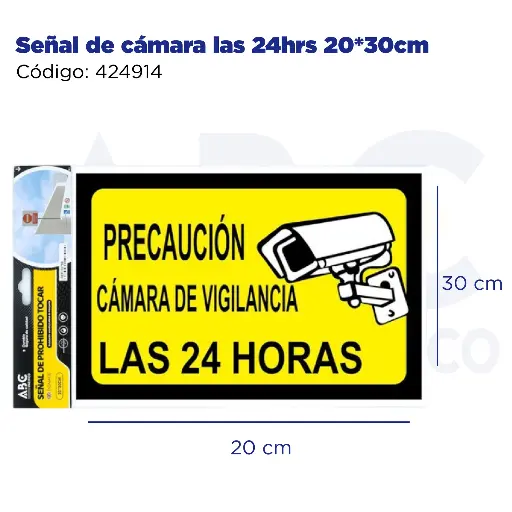 [424914] Señal de cámara las 24hrs  20*30cm
