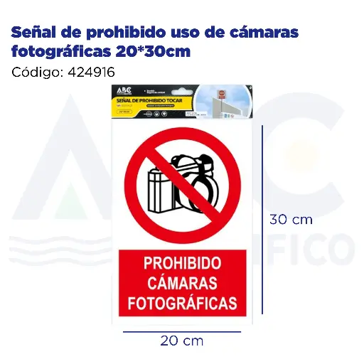 [424916] Señal de prohibido uso de cámaras fotográficas  20*30cm