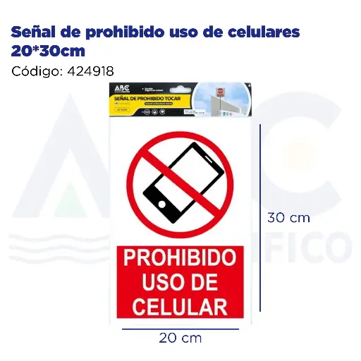 [424918] Señal de prohibido uso de celulares  20*30cm