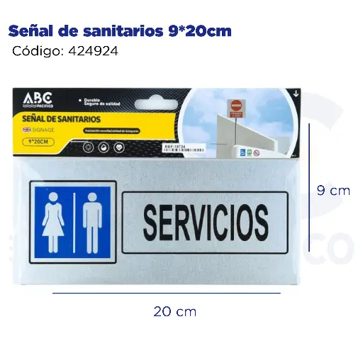 [424924] Señal de sanitarios  9*20cm
