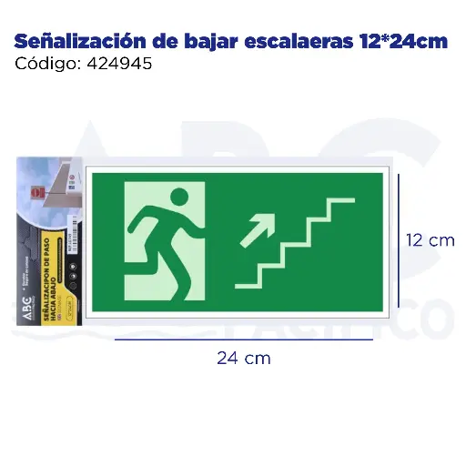 [424945] Señalización de bajar escalaeras  12*24cm