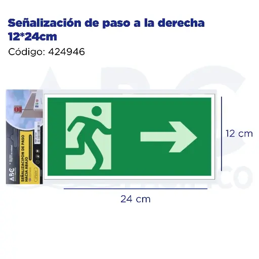 [424946] Señalización de paso a la derecha  12*24cm