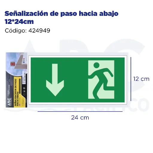 [424949] Señalización de paso hacia abajo  12*24cm