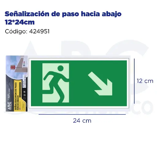 [424951] Señalización de paso hacia abajo  12*24cm