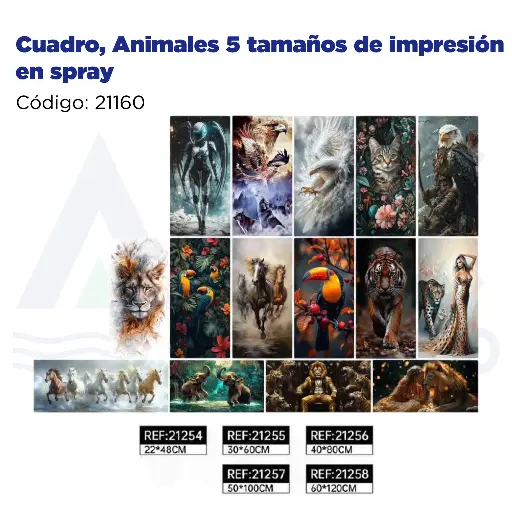 [21160] Cuadro, Animales 5 tamaños de impresión en spray