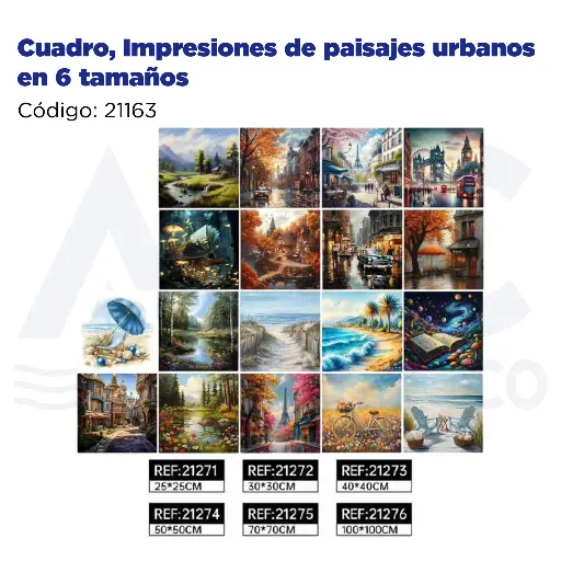 [21163] Cuadro, Impresiones de paisajes urbanos en 6 tamaños