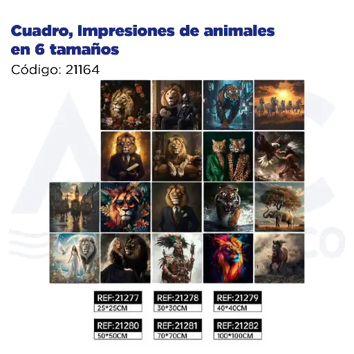 [21164] Cuadro, Impresiones de animales en 6 tamaños