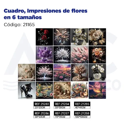 [21165] Cuadro, Impresiones de flores en 6 tamaños