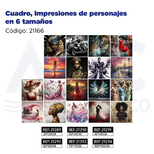 [21166] Cuadro, Impresiones de personajes en 6 tamaños