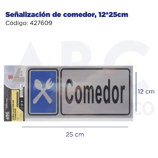 [427609] Señalización de comedor, 12*25cm