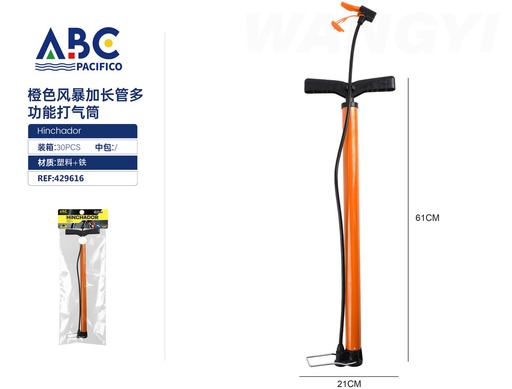 [429616] Bomba de aire multifuncional en color naranja con manguera de 61cm,
