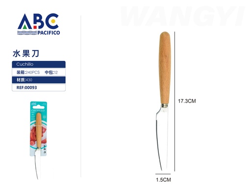 [00093] Cuchillo de mesa de acero inoxidable con mango redondo de madera